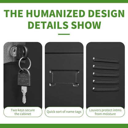 6 Doors Metal Lockers for Employees, Steel Storage Locker with Lock and Card Slot, Employee Lockers for Home, Office, School, Gym, Require Assembly(Black)