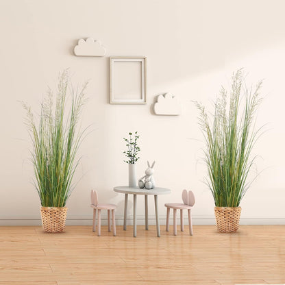 Artificial Plant, 47in Tall, 2pk Grass, Faux House Plant in Pot, Indoor Decorative Flowers & Plants, Housewarming Gift
