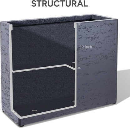 Tall Rectangular Composite ConcretePlanter（30Lx12Wx25H，66 Pounds）,Durable All-Weather Use with Drainage Holes,Large Rectangular Planter for Outdoor Indoor Plants