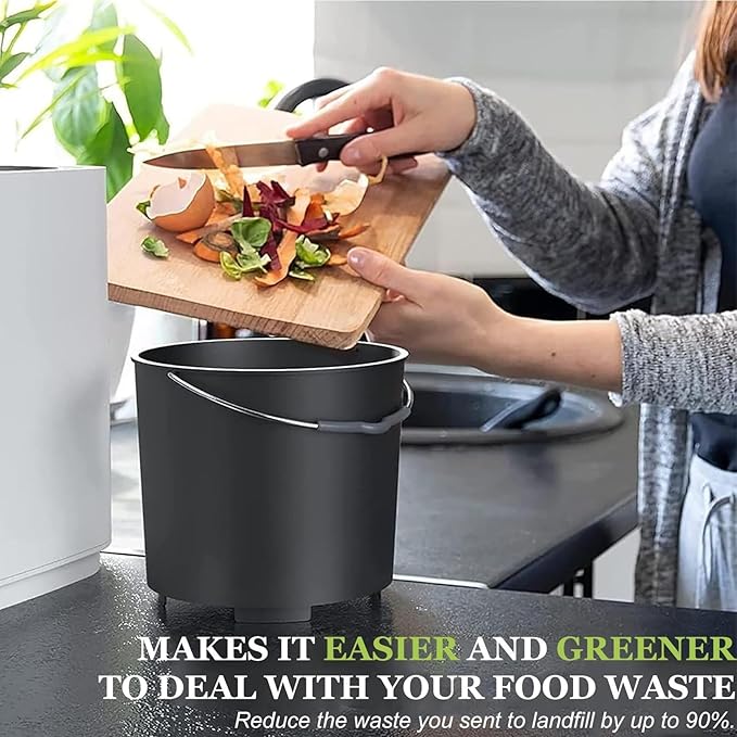 Odorless Countertop Smart Compost Bin, Turns Waste into Dry Fertilizer, Compost Bin for Indoor, Electric Composter for Kitchen(220V)