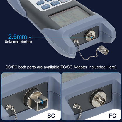 PATIKIL 650nm Fiber Optical Tester, Optical Power Meter Visual Fault Locator Fiber Light Meter with 2.5mm SC FC Connector Test Equipment for Network Testing Tools