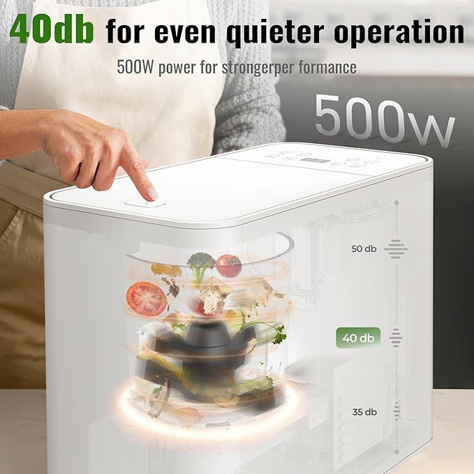 MERIOR 3L Electric Composter for Kitchen, Smart Compost Bin for Countertop, Auto-Cleaning/Odor-Free/LED Display, Turn Kitchen Waste to Dry Compost Fertilizer, Indoor/Outdoor Compost Machine