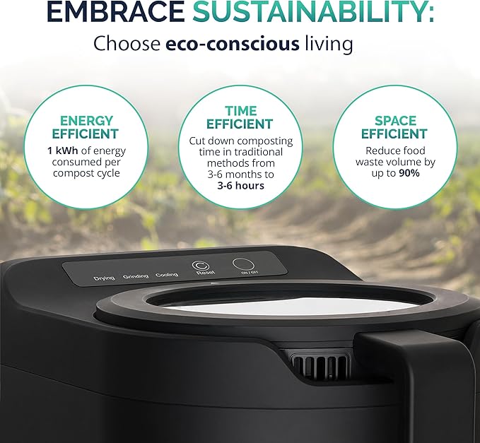Luma® by Newair Electric Composter for Kitchen | 2.5L Odorless Kitchen Composter | Dishwasher Safe Indoor Compost Machine | 90% Volume Reduction in 3-6 Hours