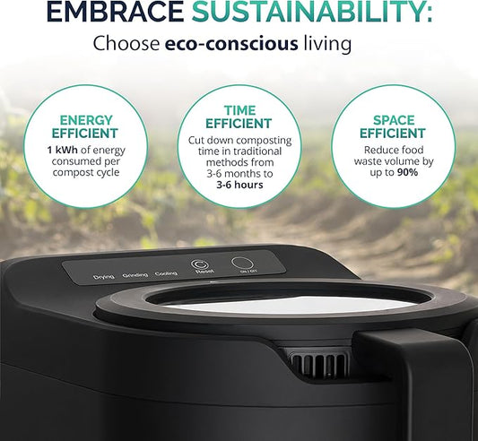 Luma® by Newair Electric Composter for Kitchen | 2.5L Odorless Kitchen Composter | Dishwasher Safe Indoor Compost Machine | 90% Volume Reduction in 3-6 Hours