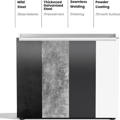 GSK Tall Illuminate Decor 30" H×10" W×37.9" L White Metal Planter Box LED Strips×2 Lighting Vibe Indoor Garden Flower Divider Plants Outdoor Separation Modern Succulent Balcony Houseplants