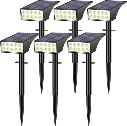 Solar Spot Lights Outdoor, Solar Lights Outdoor Waterproof IP65, 4 Brightness Modes Dusk to Dawn Landscape Spotlights for Yard Garden Pathway Porch Tree House Decoration, Cool White, 6 Pack