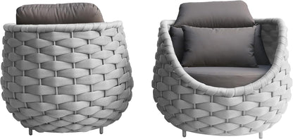 TWT Aluminum Patio Furniture Set Three Seater Sofa Outdoor Furniture Set w/Coffee Table,Patio Conversation Set with Hand Woven Polyester Rope for Bedroom Backyard Poolside, Grey