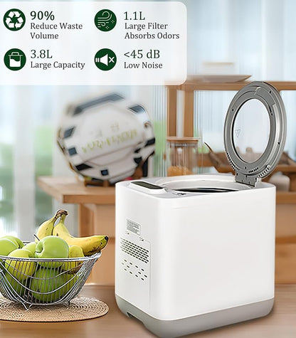 Electric Kitchen Composter, Indoor/Outdoor Smart Countertop Compost Bucket, Odorless Electric Compost Bucket