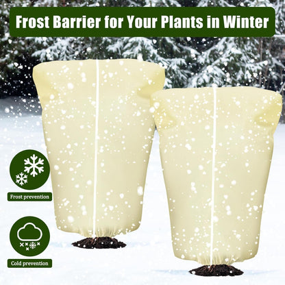 4 Pcs Plant Covers Frost Protection Bag 71" x 47" Winter Reusable Plants Jacket with Drawstring Shrub Protection Wraps Bags Frost Blanket for Winter Outdoor Garden Plants
