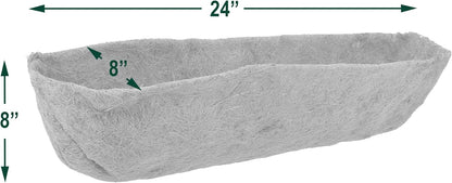 Arcadia Garden Products Extra Durable 1540B 24-inch Coco Liner for Wall Trough Hanging Window Box Basket Planters, Natural Coconut Fiber Replacement Liner for Garden Outdoor Railing Flower Pots