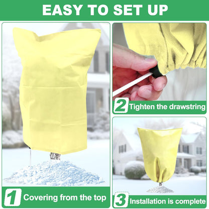 2 Pack Plant Covers for Winter Trees Covers Freeze Protection, 39.3" x 39.3" Frost Covers for Outdoor Plants with Drawstring, Shrub Covers for Winter, Rose Bush Covers for Winter