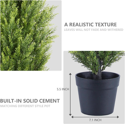 THE BLOOM TIMES 3ft Topiary Trees Artificial Outdoor 2 Pack – UV Resistant Faux Cedar Pine Cypress Bushes and Shrubs, Fake Potted Plants for Front Porch Outside Planter Patio Decor, Set of 2 (3 Foot)