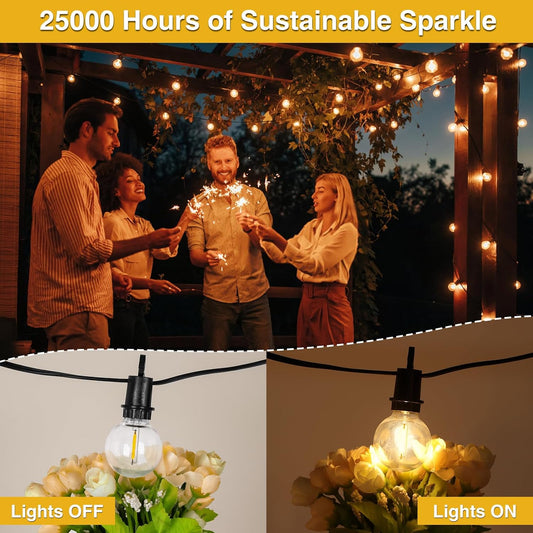 ZJOJO 35FT Outdoor String Lights, G40 Globe Outdoor Lights with 15 Shatterproof LED Bulbs 2700K, IP65 Waterproof Patio Light