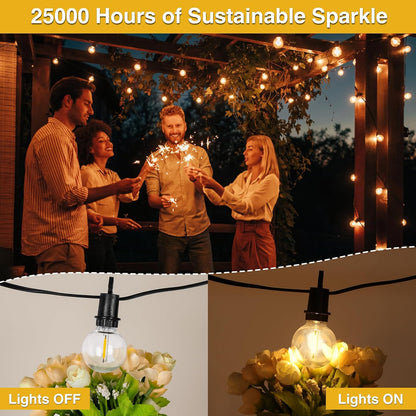 ZJOJO 50FT Outdoor String Lights, G40 Globe Outdoor Lights with 25 Shatterproof LED Bulbs 2700K,IP65 Waterproof Patio Light