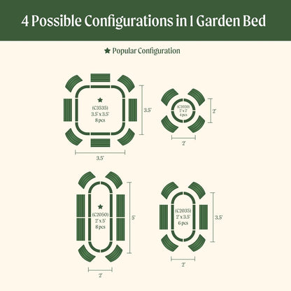 Vego garden 32" Extra Tall Raised Garden Bed Kits, 4 in 1 Modular Raised Planter Box for Vegetables Flowers Fruits Oval Metal Raised Garden Bed- Pearl White