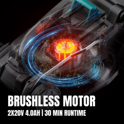 2x20V 18 inch Electric Lawn Mower Cordless, Brushless Push Lawn Mower with 6-Position Cutting Height Adjustment, 2x4.0Ah Battery & Dual Charger Included