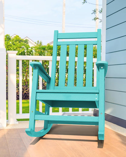 SERWALL Outdoor Rocking Chair Set of 2, HDPE Rocking Chairs for Adult, All Weather Porch Rockers for Lawn Garden, Aruba
