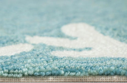 Liora Manne CAPRI Indoor/Outdoor Handmade Synthetic Blend Durable Area Rug - Traditional Border Coastal Beach Accent (Coral Border Aqua) (5' Round)