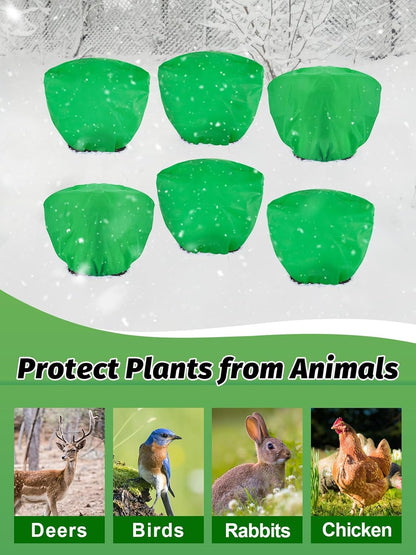 ANPHSIN 6 pcs Frost Protection Plant Covers - 19.6in x 39.3in Shrub Tree Plant Protection with Drawstring, Frost Cloth Wraps Blanket Freeze Bags for Winter Outdoor Garden Potted Plants Green