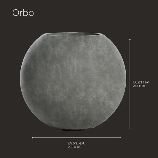 Orbo Globe Sphere Planter - 29.5 in x 29.5 in x 26.2 in - Grey Stone