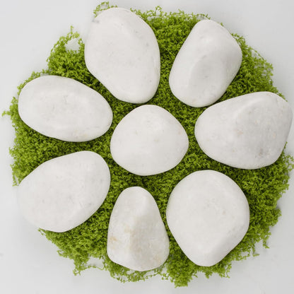 40 lbs White Polished Decorative Stones, 2-3 Inch Polished Rocks, Perfect for Outdoor Gardens, Pathways, Potted Plants, Vase Fillers, and Home Decor (Pure White, Weight: 40 LB)