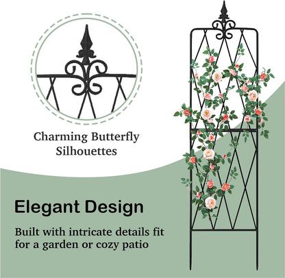 Garden Trellis for Climbing Plants Outdoor, 70"X18" Metal Trellises, Decorative Garden Fencing Flower Trellis with Durable Powder Coating for Vines Plant Rose, Vegetable Support, Black (2, Pattern-A)