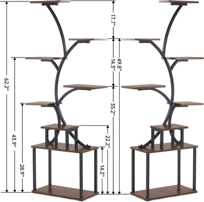 Plant Stand Indoor with Grow Lights, 2-Pack Metal Plant Shelf with 6 Grow Lights, 8 Tiered Corner Plant Shelves, 62" Tall Plant Stands for Indoor Plants Multiple, Plant Rack Display Flower Holder for Living Room, Patio