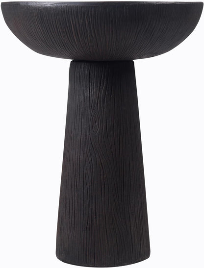 Bird Bath for Outdoor - 26'' Tall Resin Natural Wood Pattern Designt Birdbaths, Lightweight and Durable - Enhance Your Outside Garden with This Stunning Water Feature (Wood Grain)