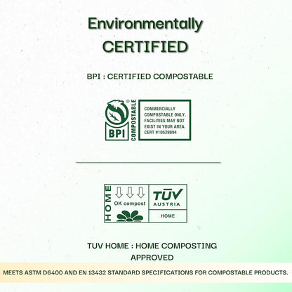 2.6 Gallon Compostable Food Scrap Bags - Handle Tie (100 Count) | BPI & OK Home Certified | Counter Top Bin, Kitchen Trash, Home & Yard Waste Bags