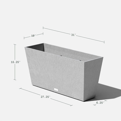 Veradek Pure Series Midori Trough Planter - Large Rectangular Planter for Indoor or Outdoor Deck/Porch | Durable All-Weather Use with Drainage Holes | Modern Decor for Shrubs, Flowers, Small Plants
