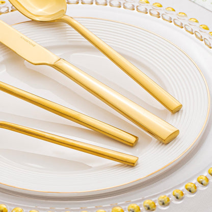 KINGSTONE Gold Silverware Set, 40-Piece Forged Flatware Set Cutlery Set Premium Stainless Steel, Service for 8, for Kitchen, Home, Wedding, Party, Mirror Polished Dishwasher Safe