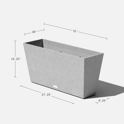 Veradek Midori Long Trough Planter (Light Grey, 31 inch - 2 Pack with 2 Saucer Trays)