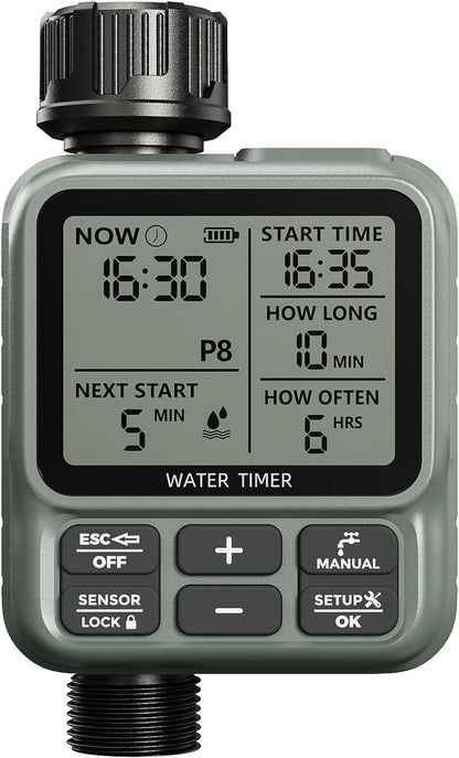 Water Timer for Garden Hose- Large LCD Display Irrigation Timer | Programmable Automatic Watering System for Gardens, Lawns Automatic Irrigation System