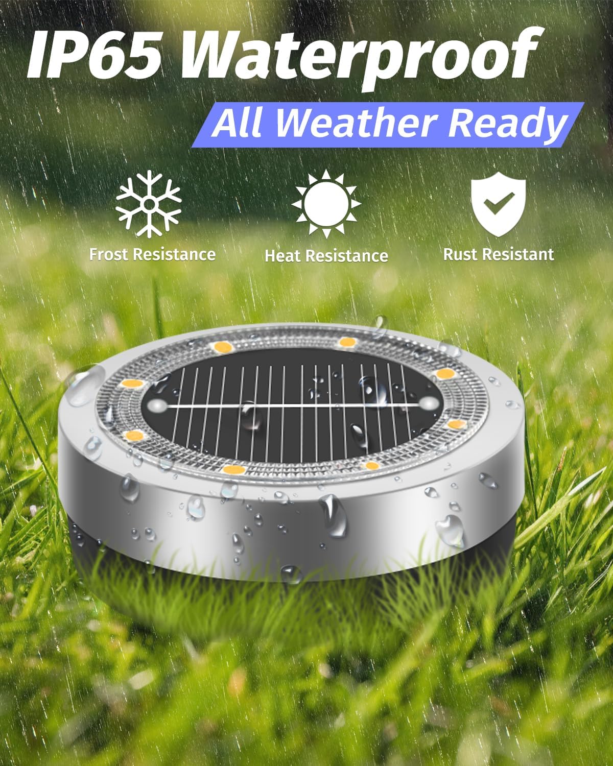 Mini Solar Ground Lights Outdoor 32 Pack Waterproof Upgraded Anti-Rust Solar Flat Garden Lights Stainless Steel Solor Powered Disc Landscape Light for Pathway Walkway Yard Lawn Patio-Warm White