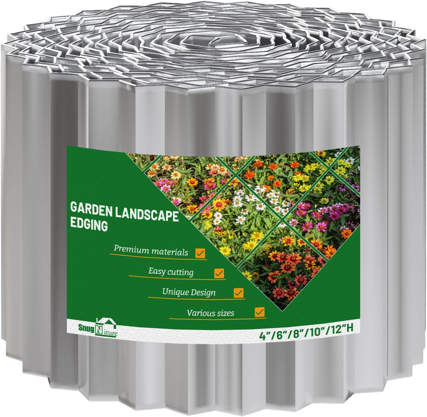 SnugNiture Corrugated Metal Garden Edging,6" x 20' Sturdy Lawn Edging Border,Landscape Edging Border for Lawn, Flower Bed,Garden and Yard