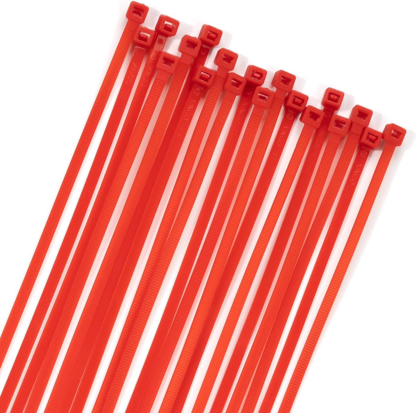XINGO 100PCS Cable Zip Ties Heavy Duty, Premium Nylon Plastic Wire Ties with 50 Pounds Tensile Strength, Self-Locking Black Nylon Zip Ties for Indoor and Outdoor (14 inch, Red)