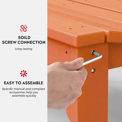 Outdoor Benches Weatherproof, All Weather Resistant Park Bench Poly Lumber Backless Garden Bench Seat for Entryway Front Porch, Orange