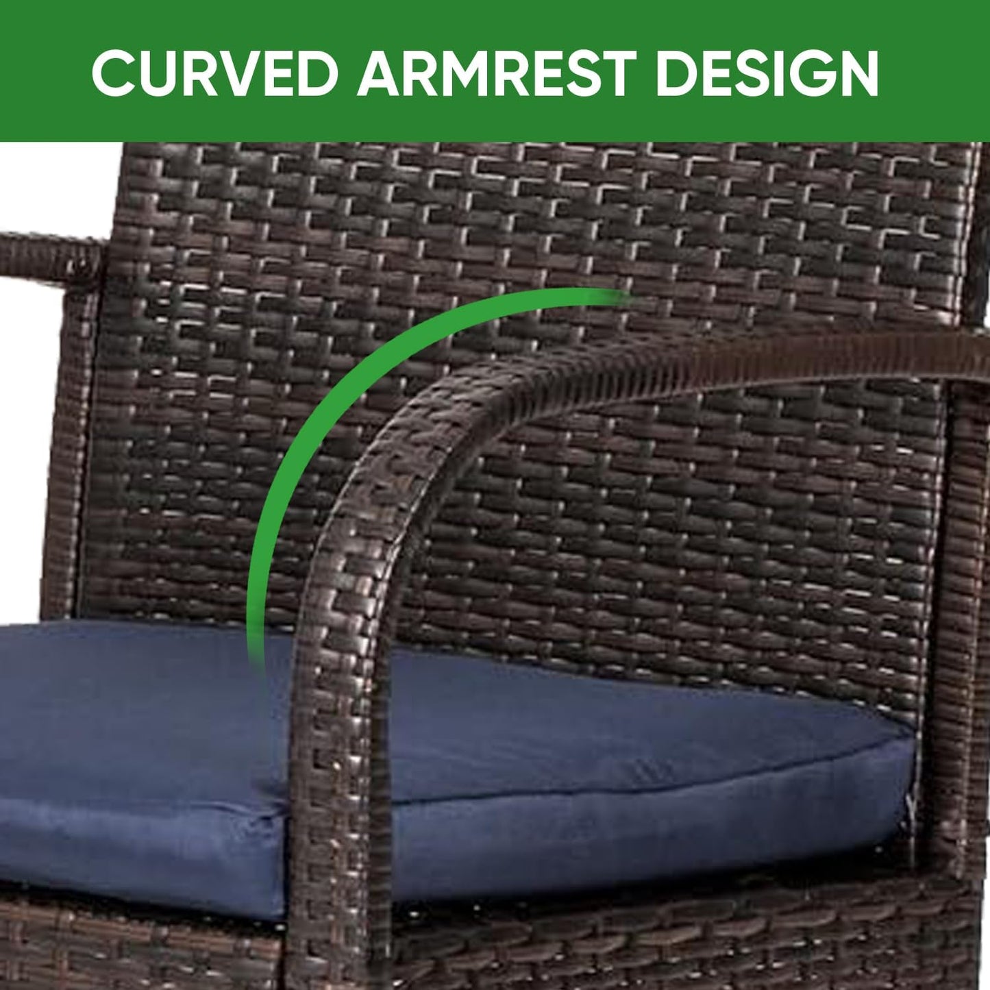 Outdoor Wicker Patio Dining Chairs with Padded Cushions Set of 2: Porch Rattan Chairs Club Chairs with High Back and Deep Seating 350lbs, Brown