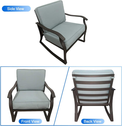 Casualstay Patio Chair Set of 2 Rocking Chairs with Comfortable Super Thick Back&seat Cushion,Durable Steel Frame Good Choice for Outdoor, Indoor,Home,Bistro Conversation Occasions
