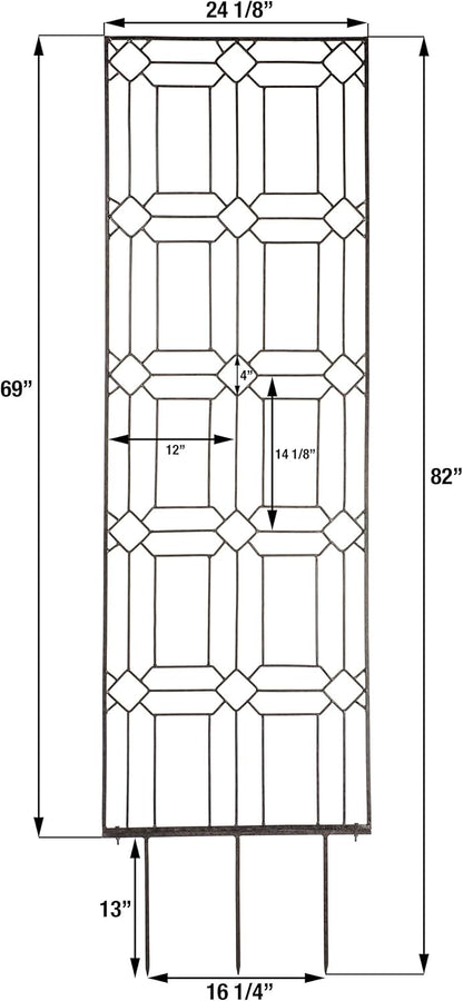 H Potter Garden Trellis for Climbing Plants Metal Outdoor Wall Decor or Flowers Roses Vine Ivy Clematis Large