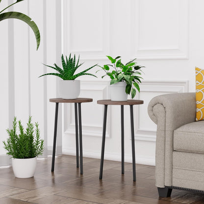 Plant Stand Indoor Outdoor: 20'' Metal Wood Plant Stand Convertible Multi-purpose Plant Table - Flowers Pot Holder for Indoor Outdoor - Mid Century Modern Decor/Home Decor