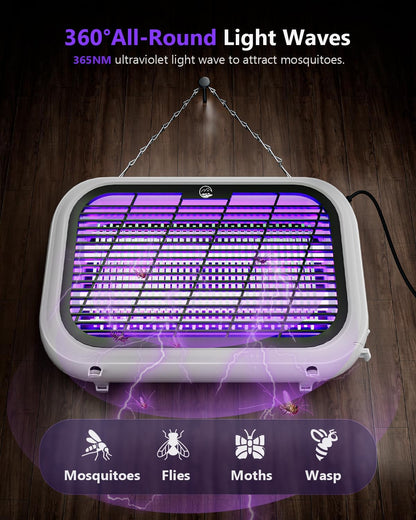 Bug Zapper Indoor, High Voltage Electric Mosquito Zapper, Durable Fly Trap Mosquito Trap, Fly Zapper with Removable Washable Tray for Home Patio Backyard, Including 2 Replacement Bulbs
