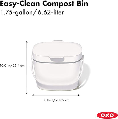 OXO Good Grips EASY-CLEAN COMPOST BIN - WHITE - 1.75 GAL/6.62 L
