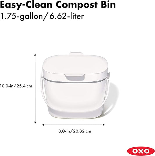 OXO Good Grips EASY-CLEAN COMPOST BIN - WHITE - 1.75 GAL/6.62 L
