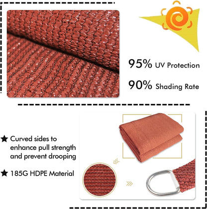 KANAGAWA 16'X16' Rust Red Custom Size Sun Shade Sail Square UV Block Canopy Cover for Patio Backyard Lawn Garden Outdoor (Customized Available)