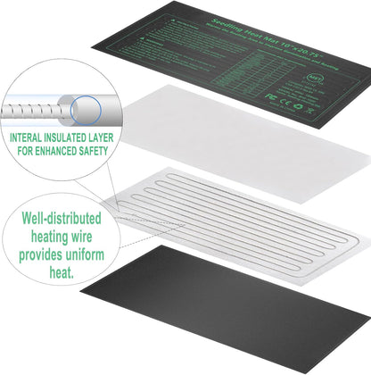 Seedling Heat Mat Hydroponic Plants Heating Pad, Seed Starting Greenhouse and Germination, Waterproof Durable Heating Pad for Indoor Home Gardening Seed Starter(10“x20.75”)