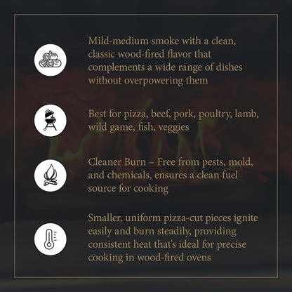 Cutting Edge Firewood Pizza Oven Wood - 8-Inch Splits - Ultra Kiln-Dried Oak Cooking Logs - Large 50 lbs Box for Ovens, Alfa One, Gozney Dome, Solo Stoves