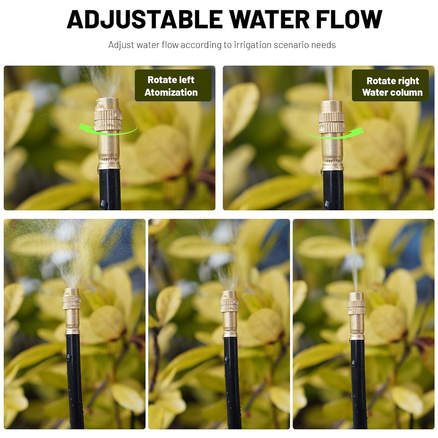 360° Adjustable Drip Irrigation System - 66FT Garden Watering System with 22 Nozzles, Garden Irrigation System, Greenhouse Accessories, Atomizing System for Yard, Lawn, Plants, 5/16 inch Hose