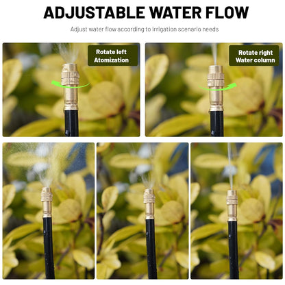 360° Adjustable Drip Irrigation System - 20FT Garden Watering System with 5 Nozzles, Garden Irrigation System, Greenhouse Accessories, Atomizing System for Yard, Lawn, Plants, 5/16 inch Hose