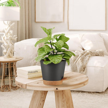 Self Watering Pots 7Pack Planting Pots for All Indoor Plants, Flower Planting Pots with Drainage Hole and Reservoir Black Plastic Succulent Planter Modern Decorations/Gift Idea